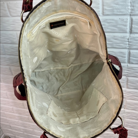 MARCO BUGGIANI CALF HAIR CROC EMBOSSED GENUINE LEATHER BOWLER BAG MADE IN ITALY - Picture 15 of 17